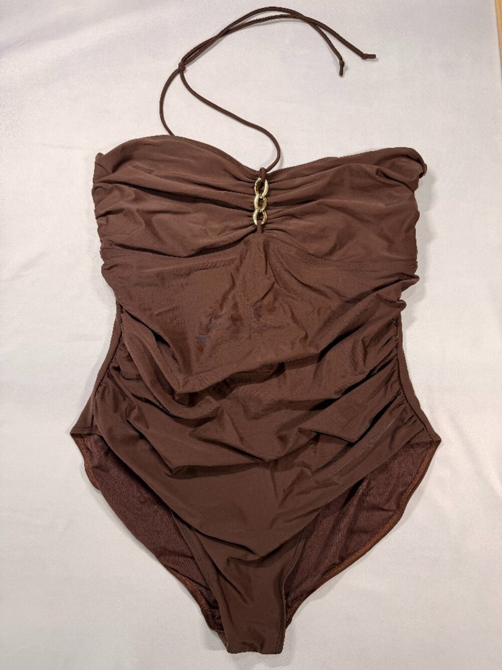 Anne Cole Brown Ruched One Piece Swimsuit 18